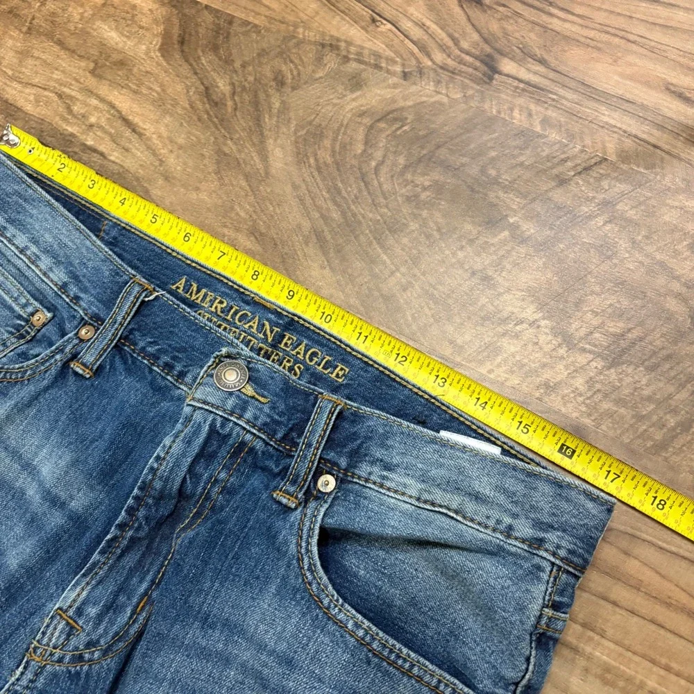 Y2K American Eagle Jeans Mens 34x32 Blue Slim Straight Denim Pants Casual